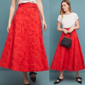 Maeve Scarlet Floral A-Line Skirt
